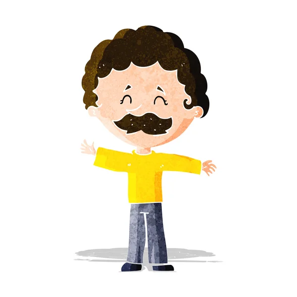 Garçon de dessin animé avec moustache — Image vectorielle
