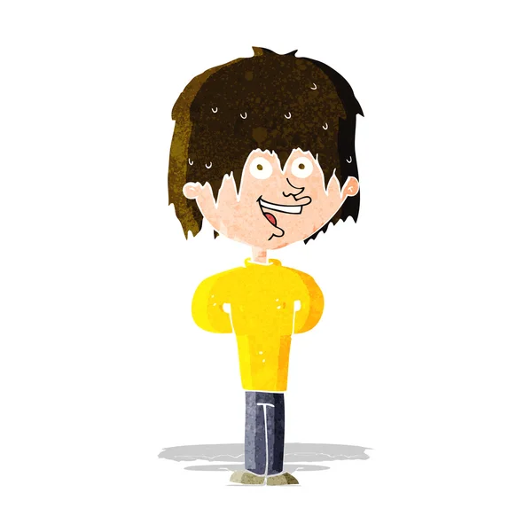 Dibujos animados feliz chico desaliñado — Vector de stock