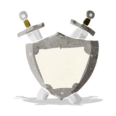 çizgi film kalkanı ve kılıçlar