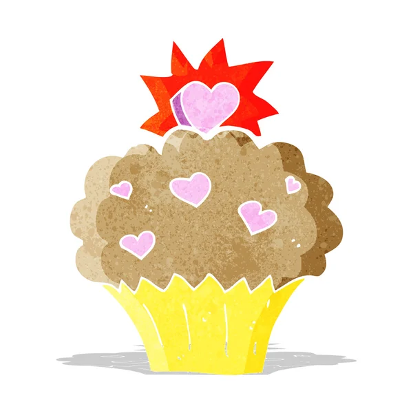 Desenho animado amor coração cupcake — Vetor de Stock