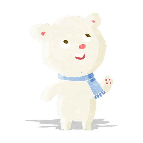 Oso polar de dibujos animados con bufanda — Vector de stock