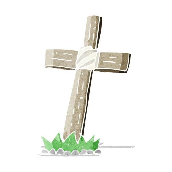 Kreskówka drewniany krzyż grób — Wektor stockowy