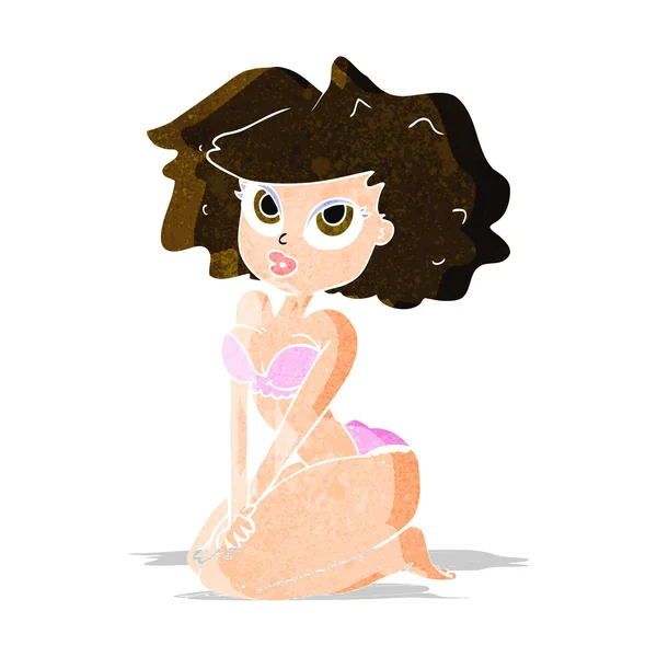 Mujer de dibujos animados con bikini — Vector de stock