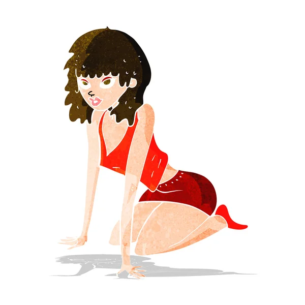 Tecknade kvinnan i sexiga pose — Stock vektor