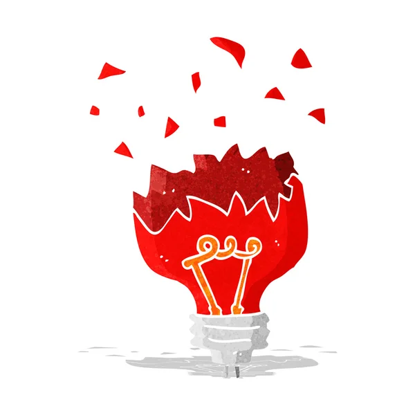 Cartoon red light bulb exploding — Stock Vector