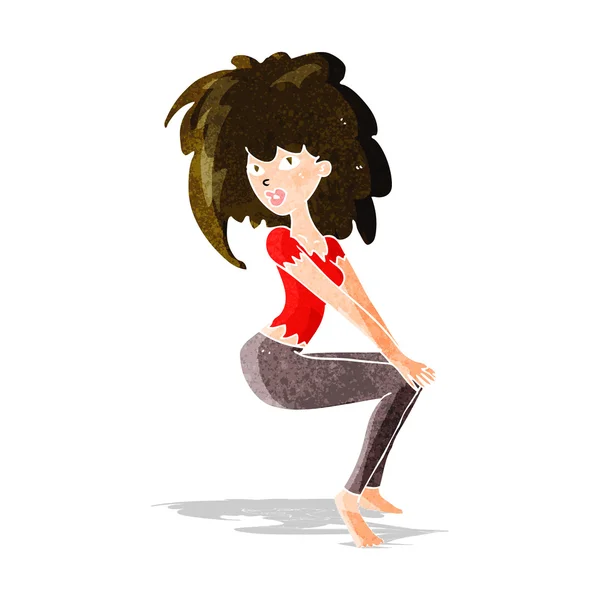 Mujer de dibujos animados con el pelo grande — Vector de stock