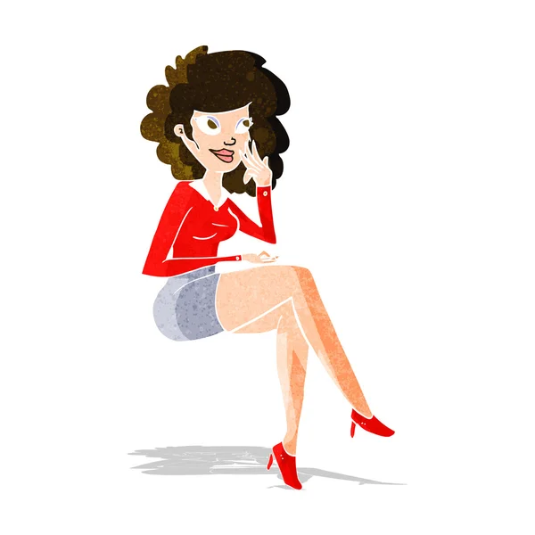 Cartoon office woman sitting — Stock Vector