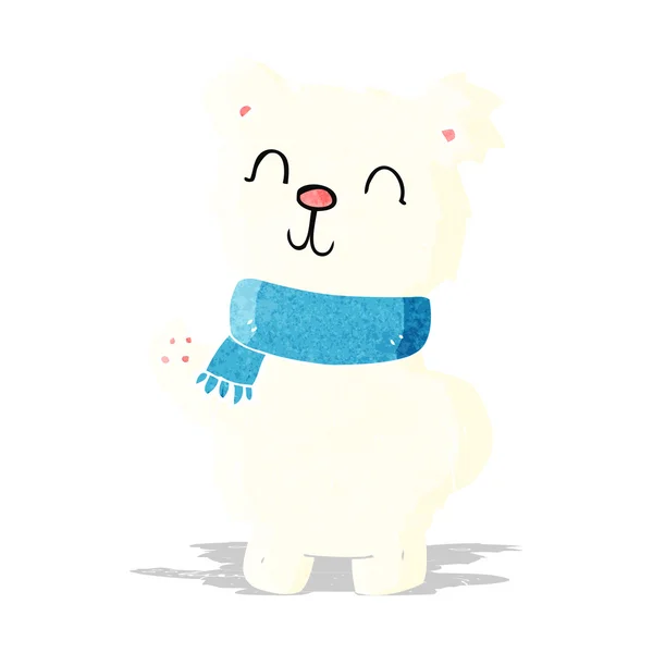 Cartoon waving polar bear — Stock Vector