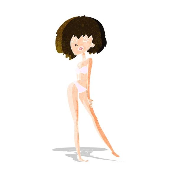 Wanita kartun dengan bikini - Stok Vektor