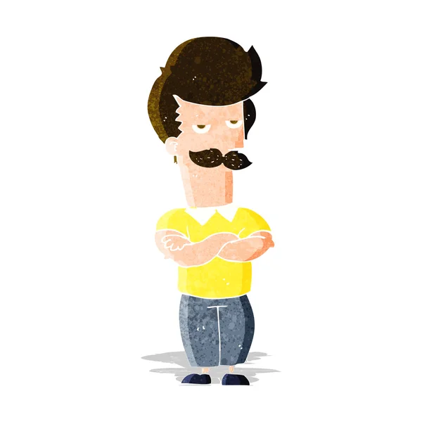 Cartoon mustache muscle man — Stock Vector