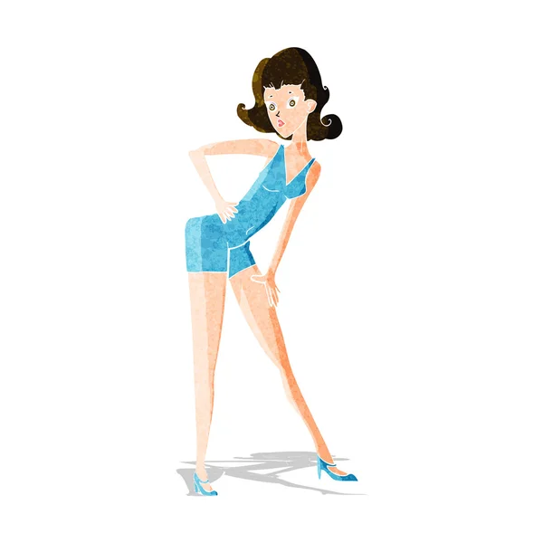 Modelo de dibujos animados mujer posando — Vector de stock