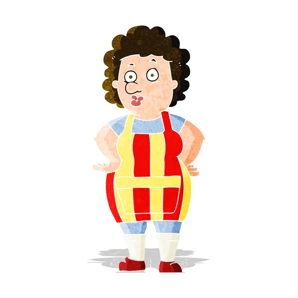 Cartoon woman in kitchen apron — Stock Vector