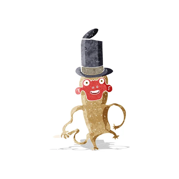 Μαϊμού κινουμένων σχεδίων φορώντας ψηλό καπέλο — Διανυσματικό Αρχείο
