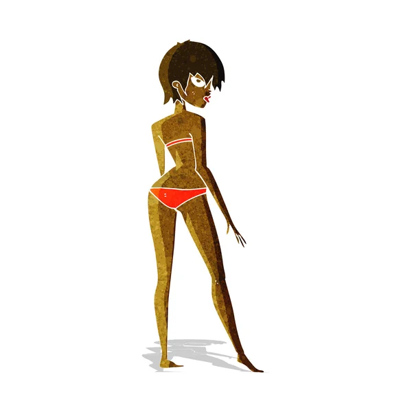Cartoon kvinna i bikini — Stock vektor