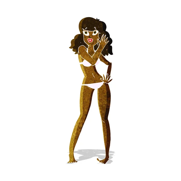 Dibujos animados mujer bonita en bikini — Archivo Imágenes Vectoriales