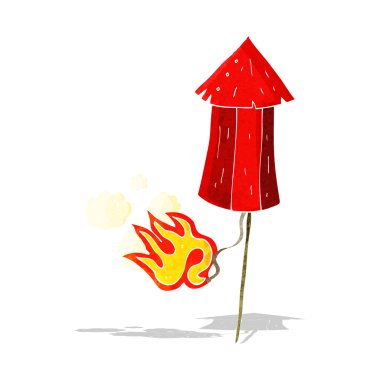 karikatür eski havai fişek roketi