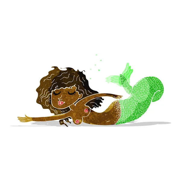 Cartoon topless mermaid — Stock Vector