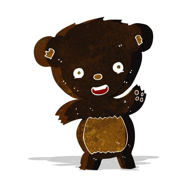 Desenho animado acenando urso preto — Vetor de Stock