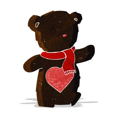 karikatür beyaz oyuncak ayı aşk dolu