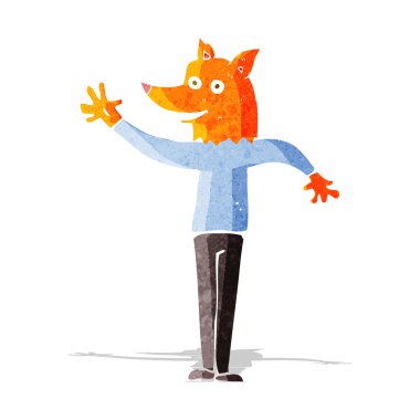 Çizgi film sallayan tilki adam