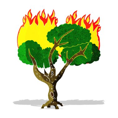 karikatür yanan ağaç