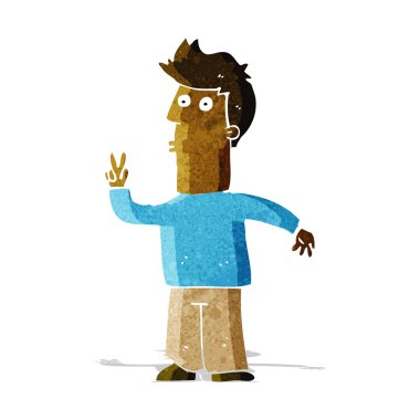 Çizgi filmci elle işaret veriyor.