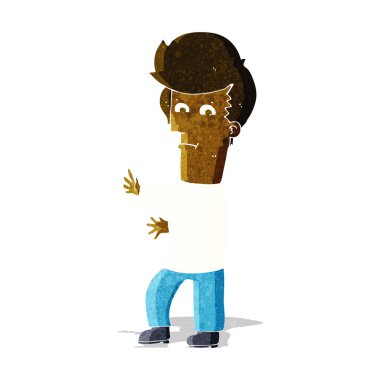 Çizgi filmdeki adam çılgınca hareketler yapıyor.