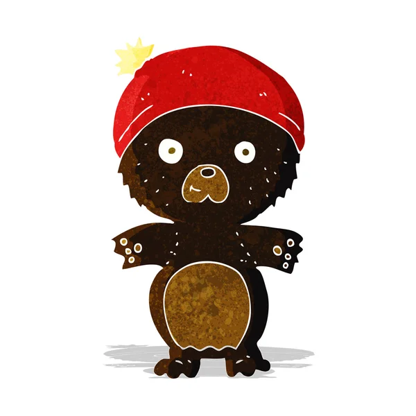 Kreskówka słodkie czarny niedźwiedź w kapelusz — Wektor stockowy