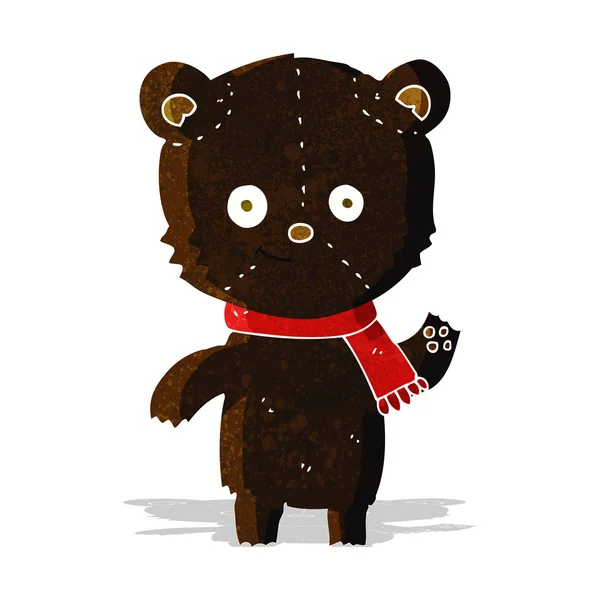 Kreslený černý medvěd mává — Stockový vektor