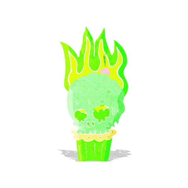 Cartoon spooky skalle cupcake — Stock vektor