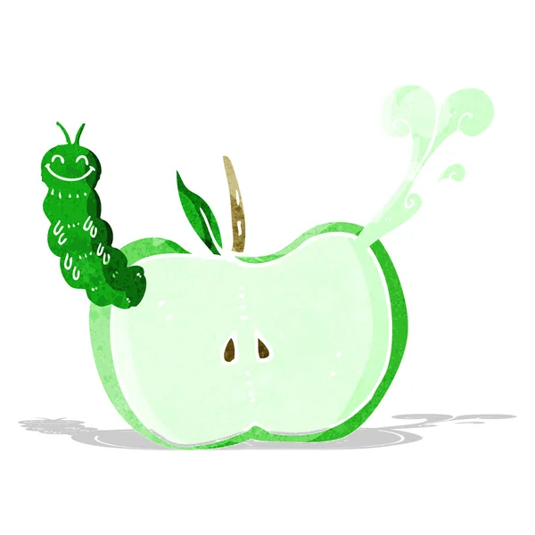 Cartoon apple with bug — Stock Vector