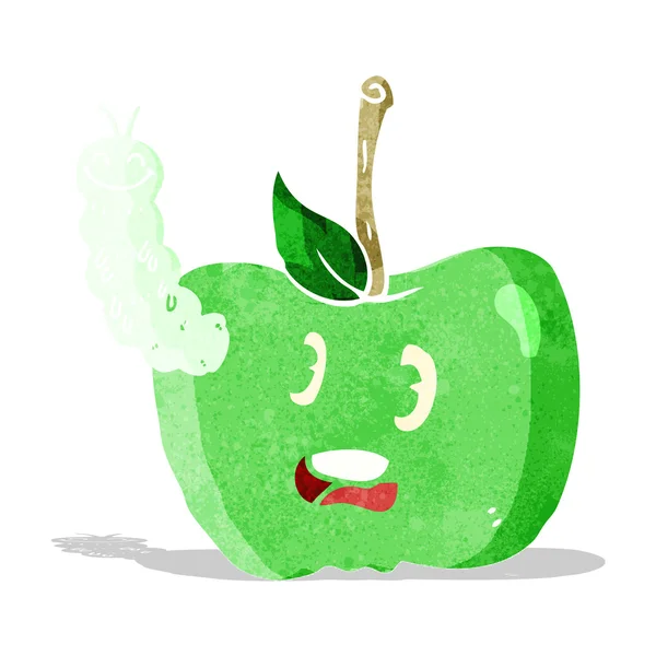 Cartoon appel met insect — Stockvector