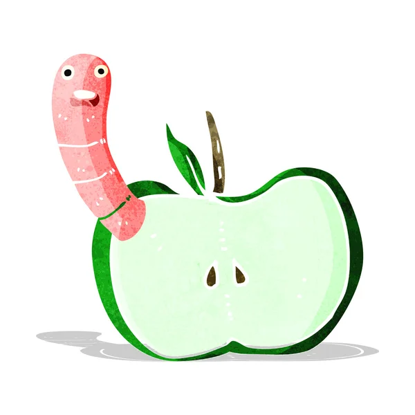 Cartoon appel met worm — Stockvector