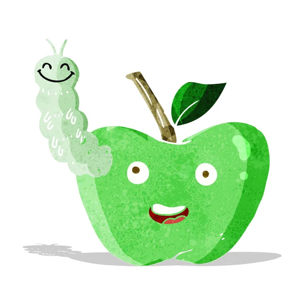 Cartoon apple with bug — Stock Vector