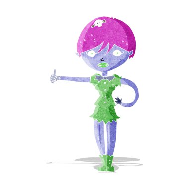 Çizgi filmdeki vampir kız başparmak işareti veriyor.