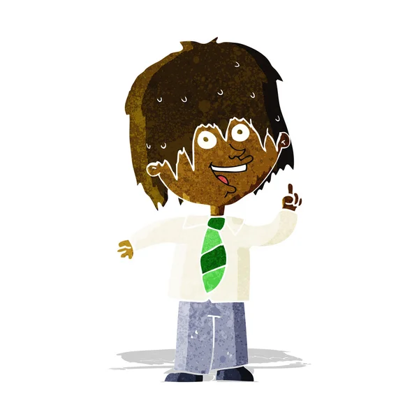 Kreslený školní kluk s nápadem — Stockový vektor