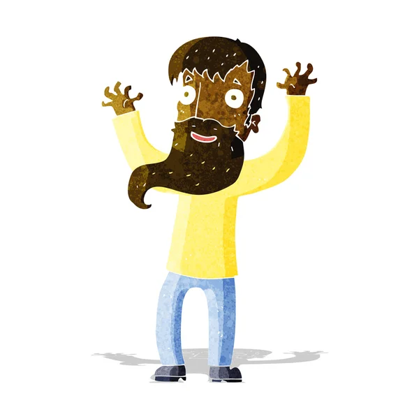 Cartoon excited man with beard — Stock Vector