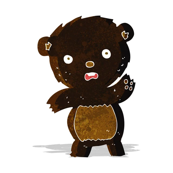 Desenho animado acenando filhote de urso preto — Vetor de Stock