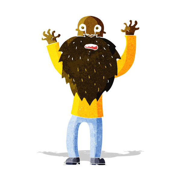 cartoon frightened old man with beard