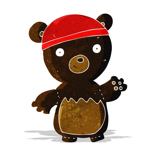 Cartoon black bear wearing hat — Stock Vector