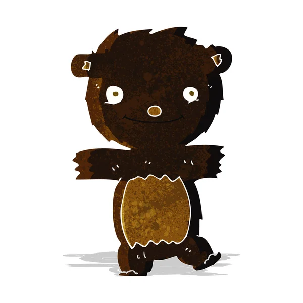Tecknad svart björn unge — Stock vektor