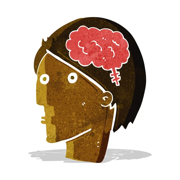 Cartoon man met hersenen symbool — Stockvector