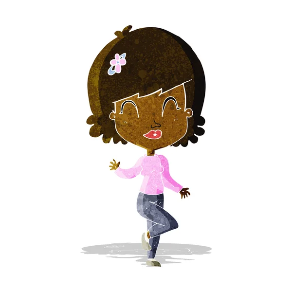 Dibujos animados mujer bonita bailando — Vector de stock