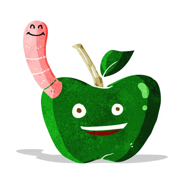 Cartoon appel met worm — Stockvector