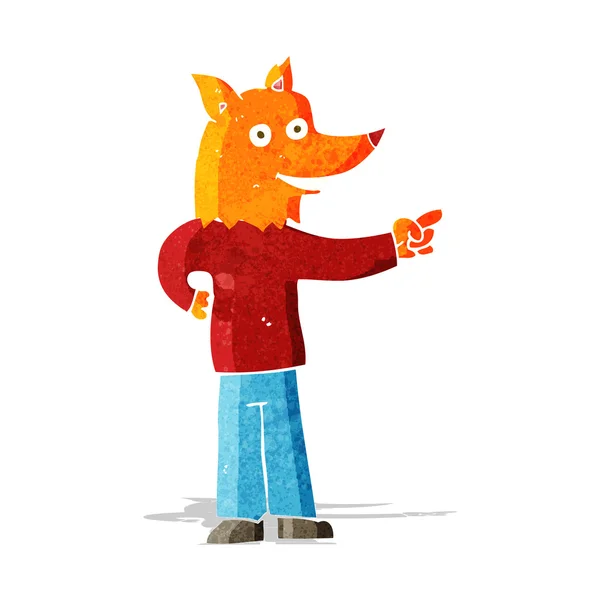 Cartoon fox man pointing — Stock Vector