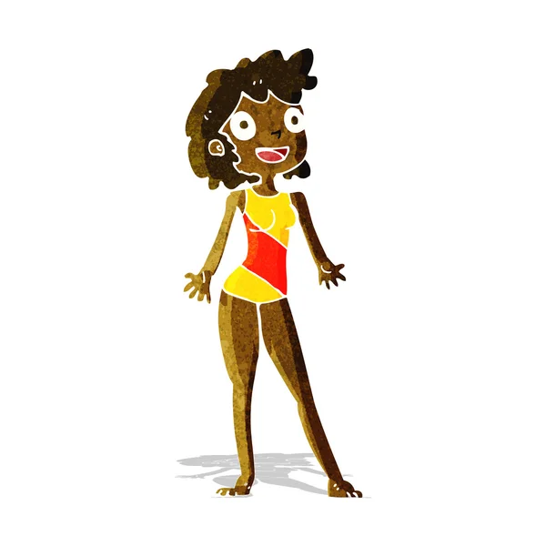 Cartoon woman in swimming costume — Stock Vector