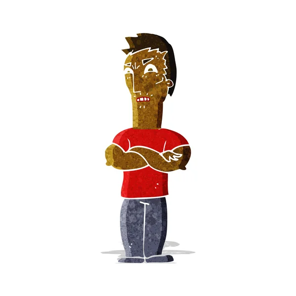 Dibujos animados hombre molesto con los brazos cruzados — Vector de stock