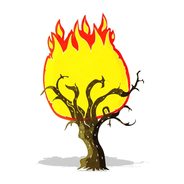 Dibujos animados árbol de invierno en llamas — Vector de stock