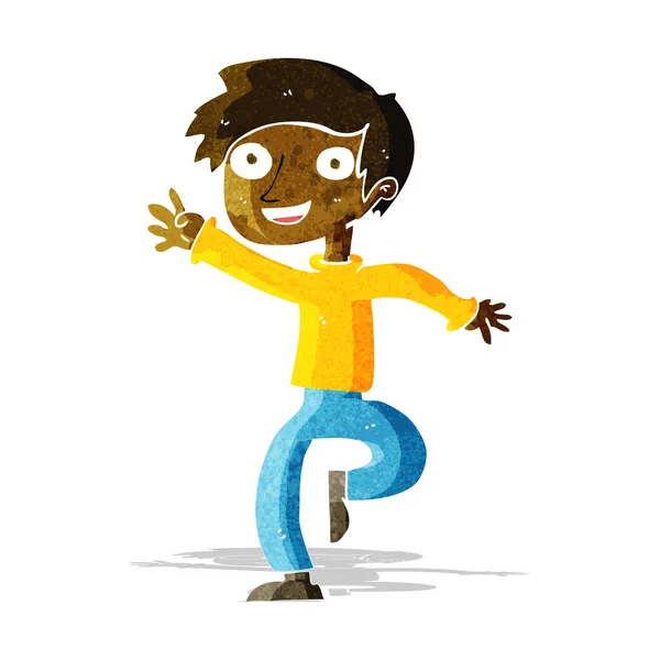 Kreslený nadšený chlapec tanec — Stockový vektor