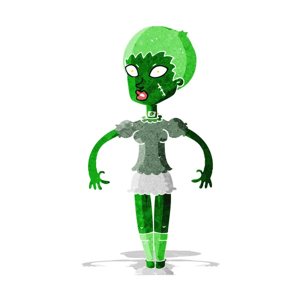Cartone animato zombie mostro donna — Vettoriale Stock